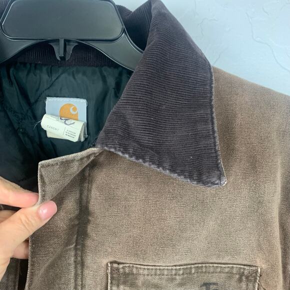 VINTAGE Carhartt Men Chore Jacket XL Brown Quilted Lined Corduroy Collar 90s Y2K - Picture 6 of 10